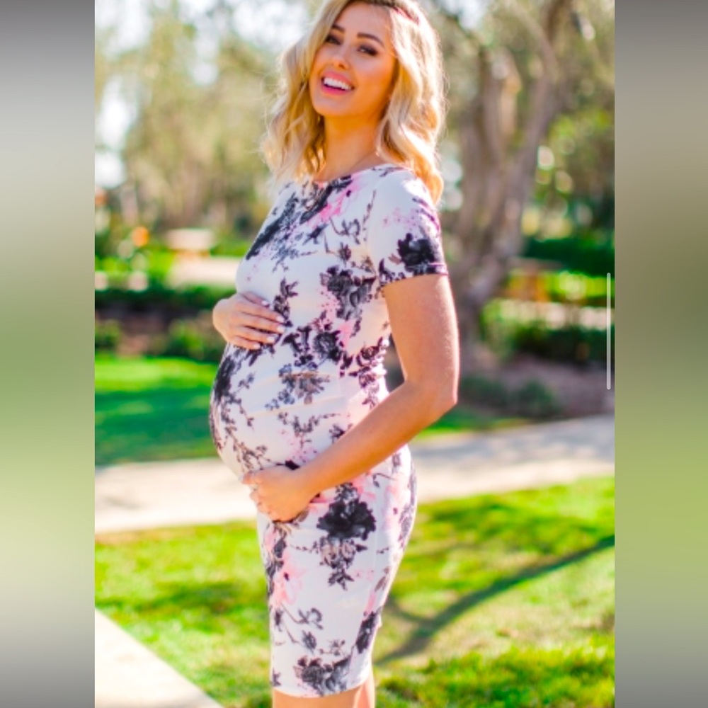 PinkBlush white floral maternity dress | Size Small